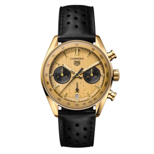 TAG Heuer Carrera Chronograph Glass Box Yellow Gold / Champagne / 1158CHN